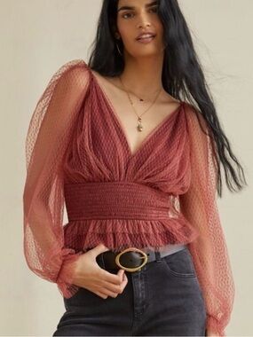 Anthropologie tulle blouse